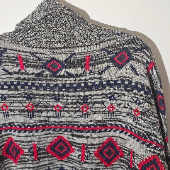 Roxy Aztec Print Draped Knit Cardigan Sweater Size M Western Americana Festival - Picture 8 of 8